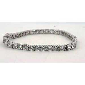 Vintage Estate Sterling Silver 925 CZ Tennis Bracelet 7" Length 14.7g Sparkling